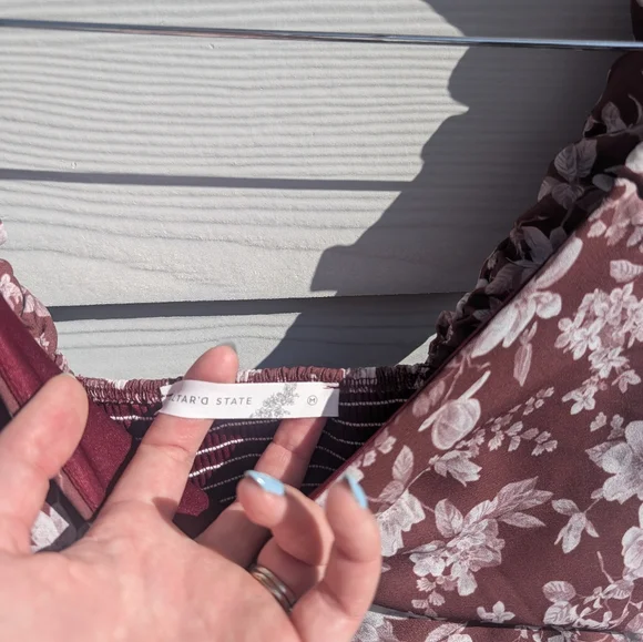 Altar'd State Dress NWT Size M Brown Floral Flowy Lined Maxi Fairy Cottagecore - Picture 6 of 7